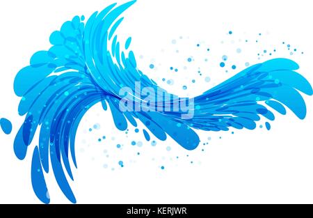 Water splash, blue wave on white background Stock Vector