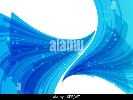 Blue abstract background, overflow elements, monochrome template Stock Vector