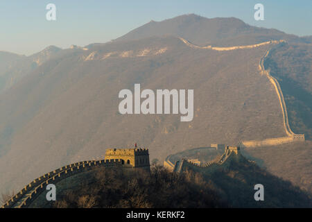 asia cina beijing travel Great Wall of Mutianyu landscape Stock Photo