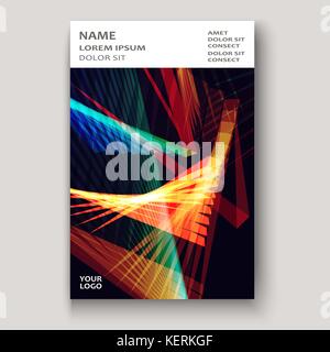 Modern technology striped abstract covers design. Neon lines background frame yellow red. Trendy geometric template vector illustration for Cover Repo Stock Vector