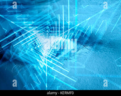 Technology concept background - collage with human eye Stock Photo