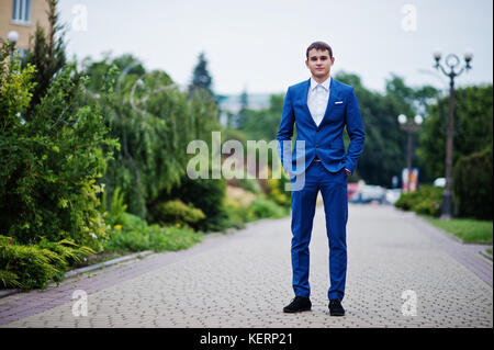 The Groom in a Blue Suit and Bow Tie Posing in the Photo Stock Photo -  Image of businessman, groom: 65931590