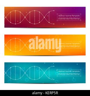 Abstract banner design, dna molecule structure background, vector illustration Stock Vector