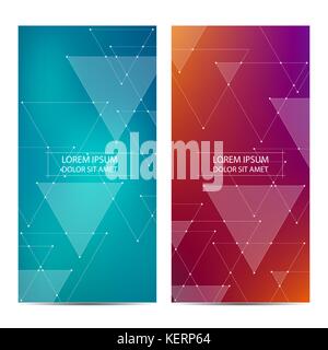 Minimal covers or banner design. Abstract geometric background with connected lines and dots, vector illustration Stock Vector