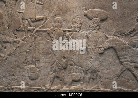 Assyrian campaigns in Egypt. Assyrian army attacking the city of Memphis. 7th BCE. Palace. Nineveh. Iraq. British Museum. London. Stock Photo