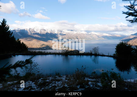 Evening view of Lake Wakatipu, from the walking trail, above the Top of the Skyline Gondola, Ben Lomond