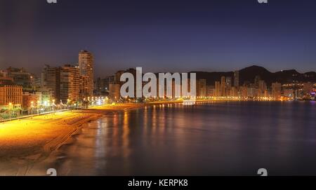 Benidorm Levante beach at daybreak Stock Photo