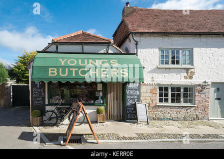 Cottages and butcher's shop in Chiddingfold village in Surrey, UK Stock Photo