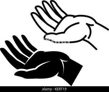 Elongated opened empty hand, symbol or icon. Vector illustration Stock Vector