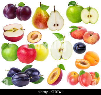 collection of fresh fruits isolated on white background Stock Photo