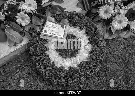 Wreath Laid In The Canadian Cemetery, Dieppe, France. Stock Photo