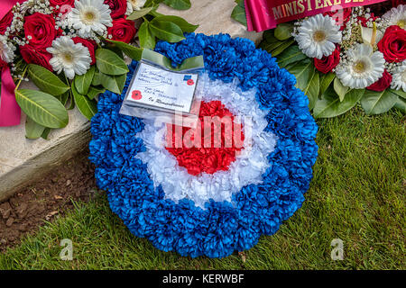 Wreath Laid In The Canadian Cemetery, Dieppe, France. Stock Photo