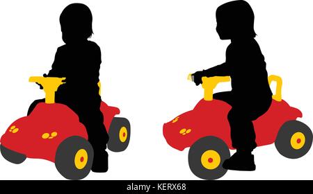 toddler seats on the big car toy - vector Stock Vector