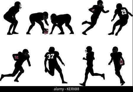 american football silhouettes - vector Stock Vector