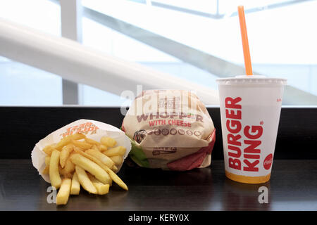 Burger King Whopper in wrapper on white background. Cut out Stock Photo ...