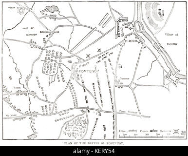 The Battle of Fontenoy, 11 May 1745. From Hutchinson's History of Stock ...