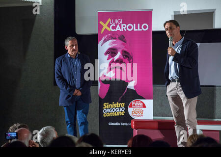 Claudio Fava, candidate for the Presidency of the Sicilian Region, during a Palermitan left assembly. Stock Photo