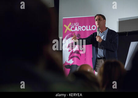 Claudio Fava, candidate for the Presidency of the Sicilian Region, during a Palermitan left assembly. Stock Photo