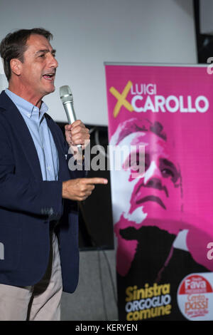 Claudio Fava, candidate for the Presidency of the Sicilian Region, during a Palermitan left assembly. Stock Photo