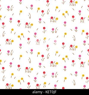 Small flowers line floral romantic pattern seamless vector. Stock Vector
