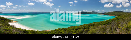 View of a sandy Beach, Whitehaven Beach and Hill Inlet, Great Barrier Reef Marine Park, Whitsunday Islands National Park Stock Photo