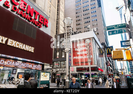 Intersection of West 47th Street and 6th Avenue in NYC - an edge of the diamond district. Stock Photo