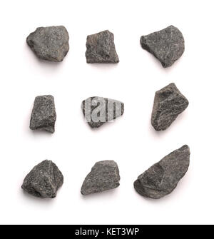 Top view of granite stones set isolated on white Stock Photo