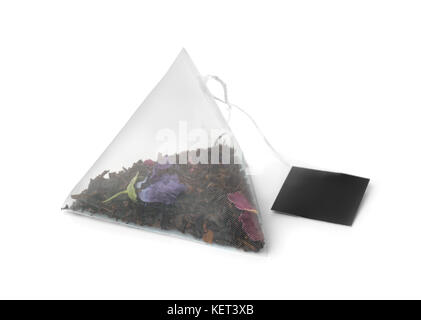 Floral  tea bag isolated on white Stock Photo