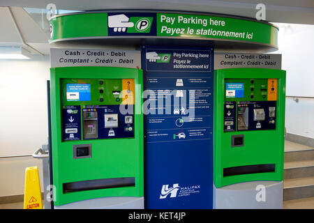 A pay station for parking at an airport Stock Photo
