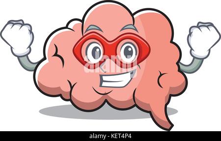 Super hero brain character cartoon mascot Stock Vector