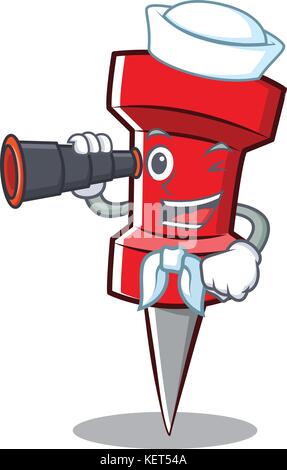 Sailor red pin character cartoon Stock Vector