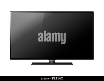 Wide Screen Black Television Isolated on White Background, Clipping Path Included. 3d Illustration Stock Photo