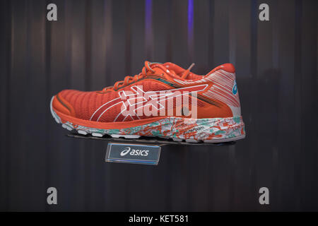 Nakhonratchasrima,Thailand, August 06, 2017: Asics shoes sports running at Asics stores are located all over the world Stock Photo