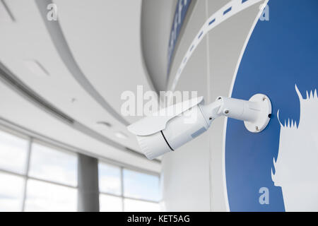 surveillance security camera or closed circuit camera on wall Stock Photo