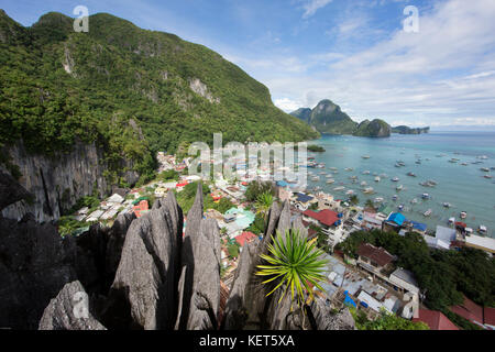 El Nido and Bacuit Bay, Palawan Island, aerial view Stock Photo