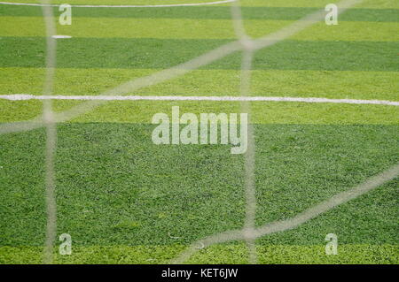 Features of the football stadium and the football net Stock Photo