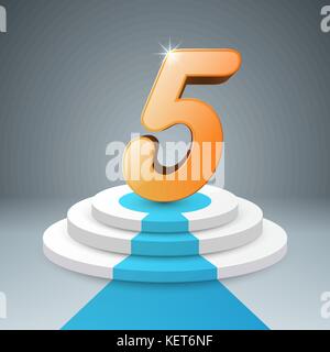 3D infographics business ladder. Five 3d icon. Stock Vector