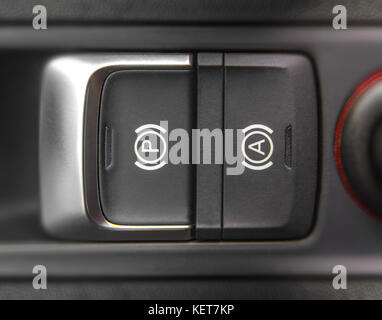 Electronic car brake and electronic parking brake in new modern automobile Stock Photo