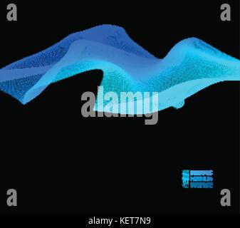 Abstract digital landscape with flowing particles. Cyber or technology background. Stock Vector