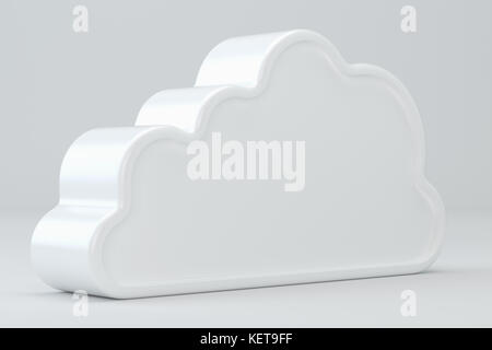 White cloud icon. 3d rendering on studio background. Stock Photo