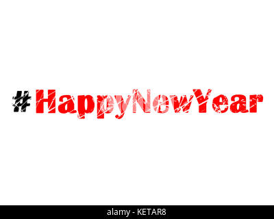 Hashtag Happy New Year graffiti illustration on white background Stock Photo