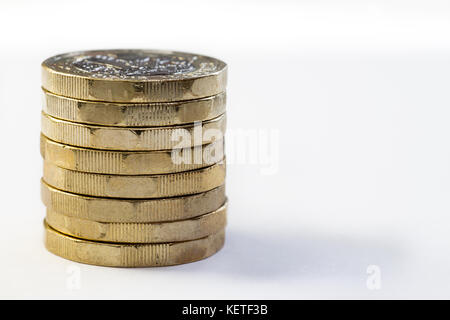 Pile of 2017 new British one pound coins Stock Photo