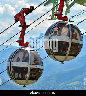 The bubbles - gondola spherical cable car taking passengers from
