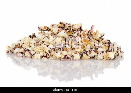 pile of chocolate raspberry popcorn Stock Photo