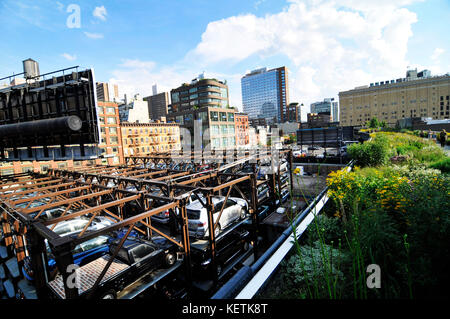 A multi-storey car park on Manhattan's 10th Avenue. Stock Photo