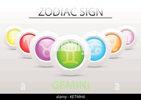 Horoscope astrology zodiac sign symbol of Leo on sequence with 3d simple white button paper and shadow drop in graphic design icon vector Stock Vector