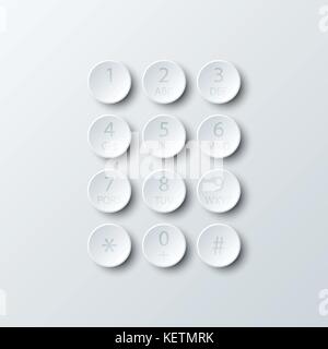 Simple white 3d number dial button paper for website presentation cover poster vector design infographic illustration concept Stock Vector