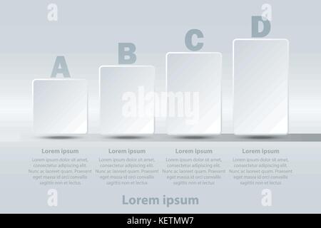 Four topics simple white 3d paper bar chart graph for website presentation cover poster vector design infographic illustration concept Stock Vector