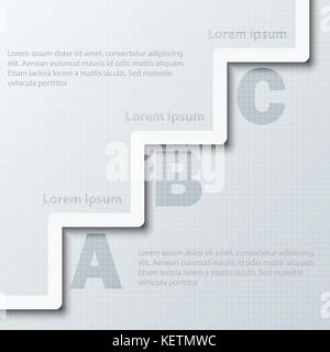 Simple white 3D paper step with three topics for website presentation cover poster vector design infographic illustration concept Stock Vector