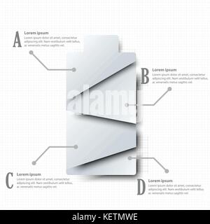 Simple white 3D paper battery with four topics for website presentation cover poster vector design infographic illustration concept Stock Vector